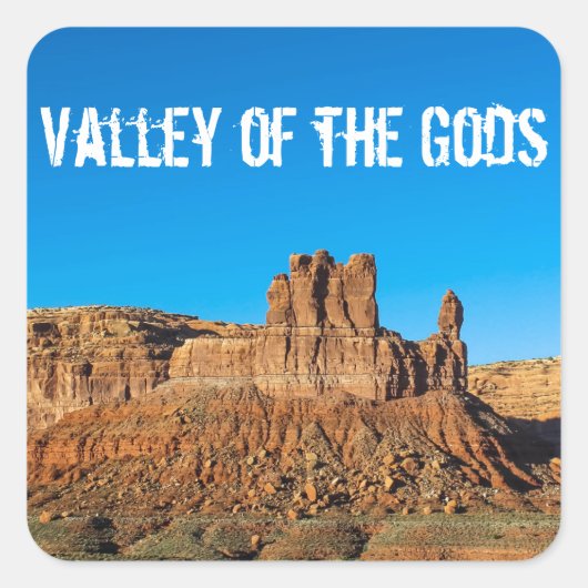 Valley of the Gods Blue Skies Butte Vierkante Sticker (Voorkant)