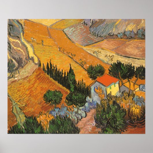 Valley with Plowman door Vincent van Gogh Poster (Voorkant)