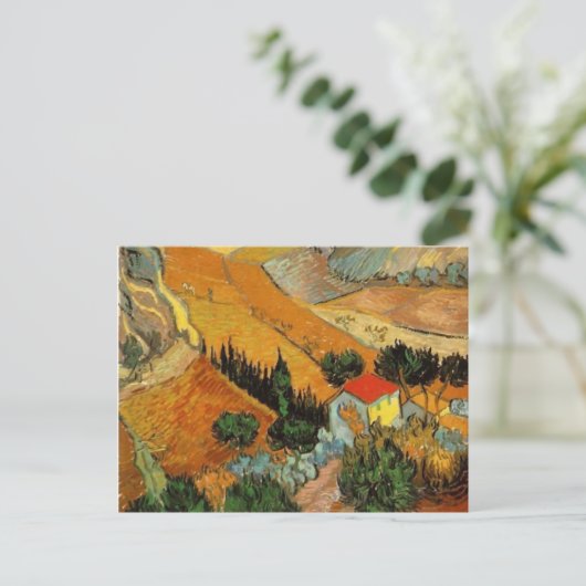 Valley with Plowman (F727)Van Gogh Fine Art Briefkaart (Staand voorkant)