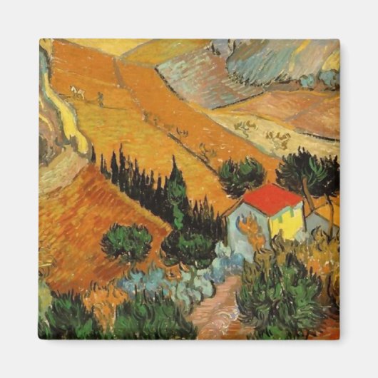 Valley with Plowman (F727)Van Gogh Fine Art Magneet (Voorkant)