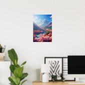 Valley's Beauty tussen Snowy Mountains Poster (Thuiskantoor)