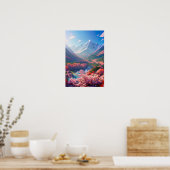 Valley's Beauty tussen Snowy Mountains Poster (Keuken)