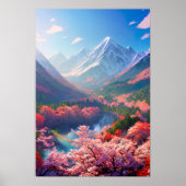 Valley's Beauty tussen Snowy Mountains Poster (Voorkant)