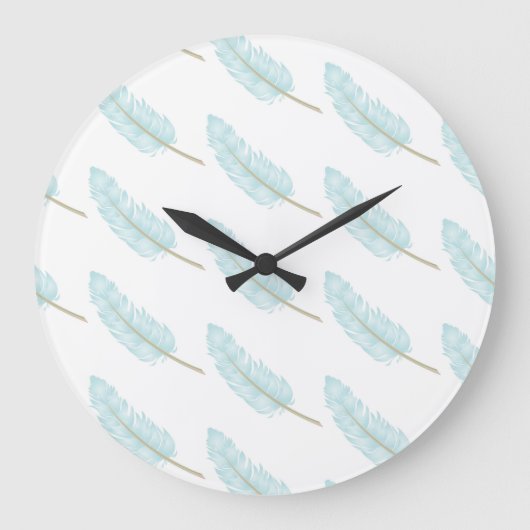 Valling Blue Feather Pattern Modern Grote Klok (Voorkant)