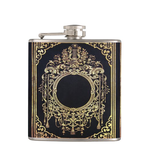 Valln  Gold Lijst (ideaal voor een monogram!) Heupfles (Voorkant)