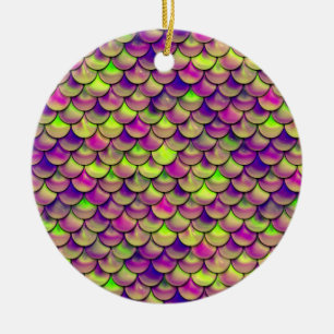 Valln Paarse en groene weegschalen Keramisch Ornament