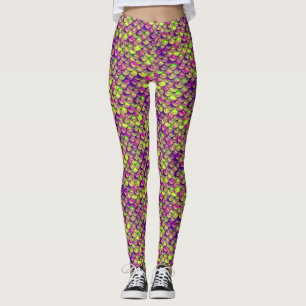 Valln Paarse en groene weegschalen Leggings