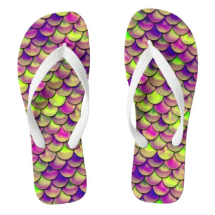Valln Paarse en groene weegschalen Teenslippers
