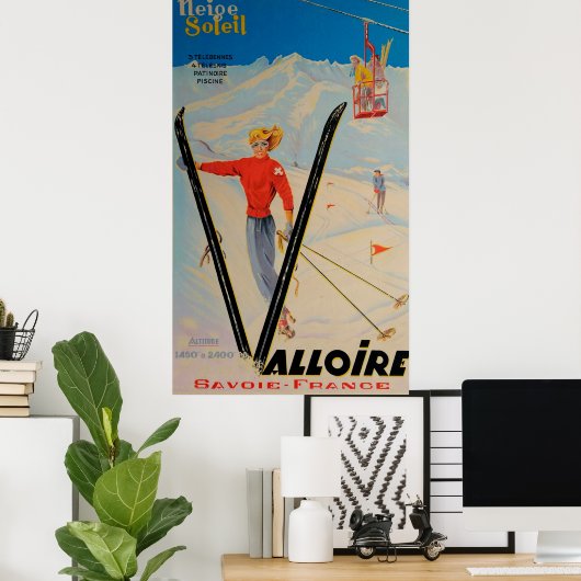 Valloire Savoie France  Ski Poster (Thuiskantoor)