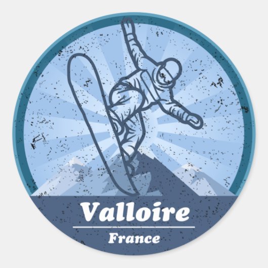Valloire Skiresort - Snowboard Ronde Sticker (Voorkant)