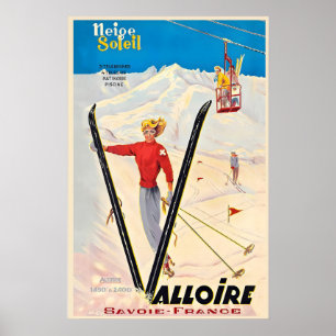 Valloire Valmeinier Frankrijk Vintage Bergen Alpen Poster