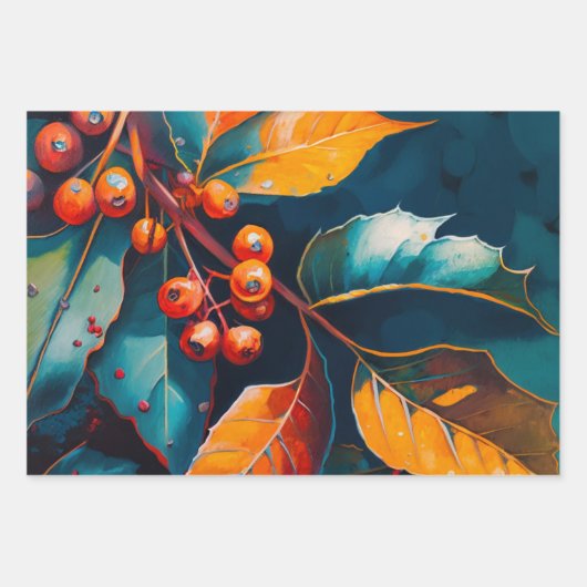 Vallooienolie geschilderd. Abstract herfstblad Inpakpapier Vel (Voorkant 3)