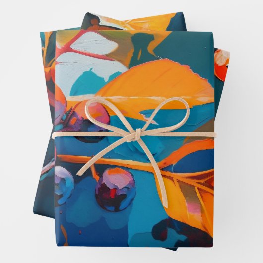 Vallooienolie geschilderd. Abstract herfstblad Inpakpapier Vel (In situ)