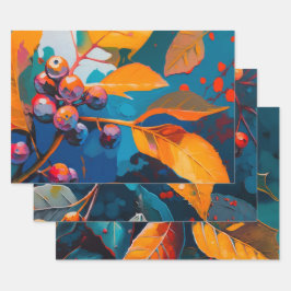 Vallooienolie geschilderd. Abstract herfstblad Inpakpapier Vel