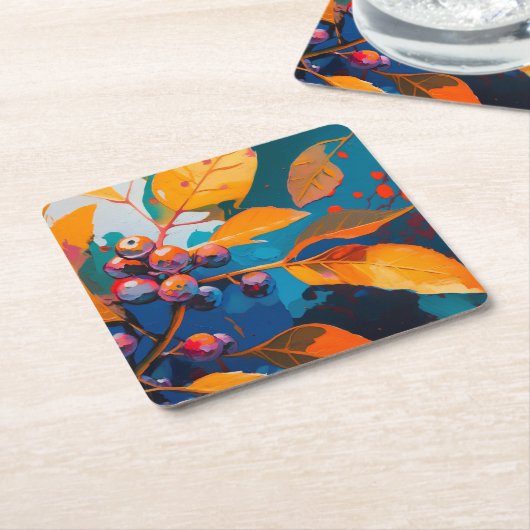 Vallooienolie geschilderd. Abstract herfstblad Kartonnen Onderzetters (Schuin)