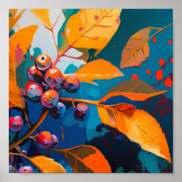 Vallooienolie geschilderd. Abstract herfstblad Poster