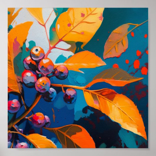 Vallooienolie geschilderd. Abstract herfstblad Poster (Voorkant)