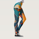 Vallooienolie geschilderd. Natuur najaarsblad Leggings<br><div class="desc">Kogelbladeren en Leggings van rowbes. Abstracte moderne najaarsolie van de natuur schilderde kunst in blauwe rode oranje kleuren.</div>