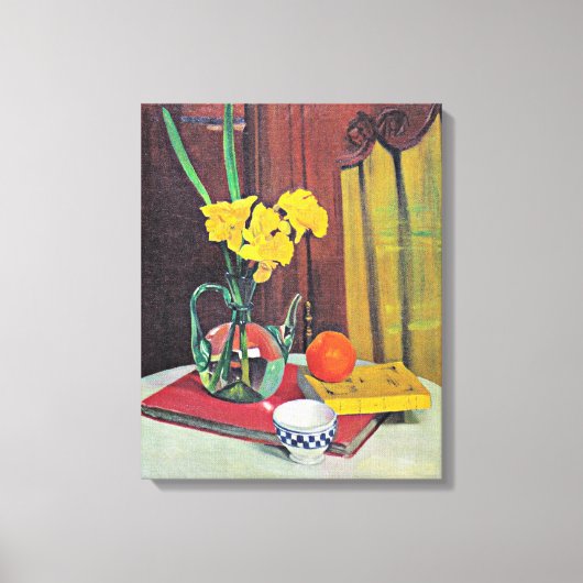 Vallotton - Jug met Gele Daffodils Canvas Afdruk (Voorkant)