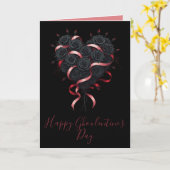 Valloween Zwarte Rozen Hart Kaart (Gele Bloem)