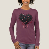Valloween Zwarte Rozen Hart Tri-Blend Shirt (Voorkant)