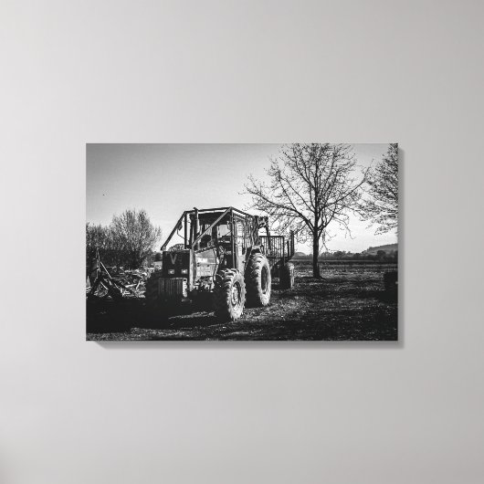 Valmet bij Rest Black & White Canvas Afdruk (Voorkant)