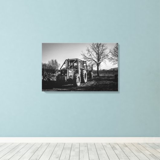 Valmet bij Rest Black & White Canvas Afdruk (Insitu (Houten vloer))