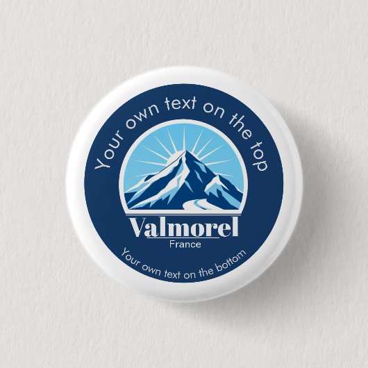 Valmorel Frankrijk skigebied souvenir Ronde Button 3,2 Cm (Voorkant)
