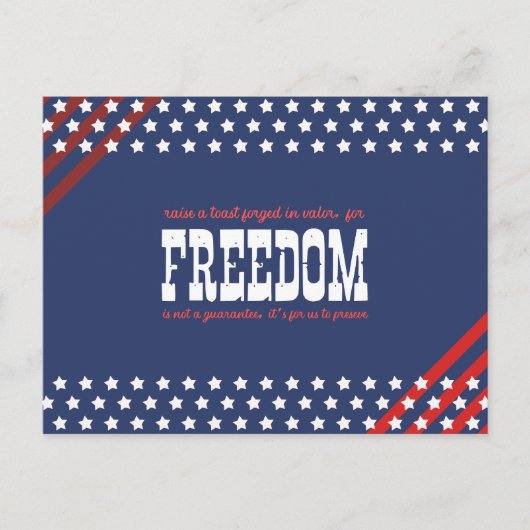 Valor's Toast op Bewaarde Vrijheid Feestdagenkaart (Voorkant)
