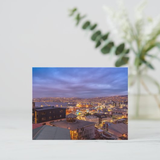 Valparaiso bij nacht briefkaart (Staand voorkant)