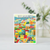 Valparaiso Chili Abstracte tekening Briefkaart (Staand voorkant)