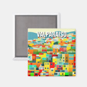 Valparaiso Chili Abstracte tekening Magneet (Voorkant / Achterkant)