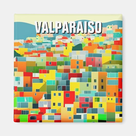 Valparaiso Chili Abstracte tekening Magneet (Voorkant)