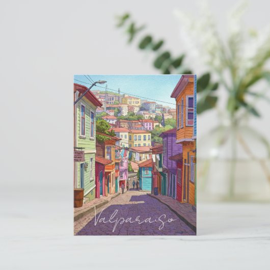 Valparaiso Chili Briefkaart Waterverf (Staand voorkant)