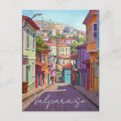 Valparaiso Chili Briefkaart Waterverf (Voorkant)