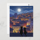 Valparaiso Chili katten bij nacht Briefkaart (Voorkant / Achterkant)