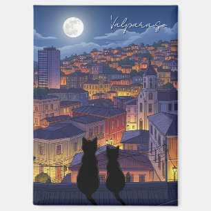 Valparaiso Chili katten bij nacht Magneet