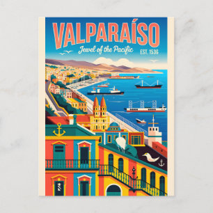 Valparaíso Chili Retro Reisposter Kunst Briefkaart