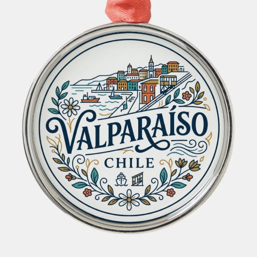 Valparaíso Chilië Metalen Ornament (Voorkant)