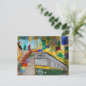 valparaíso funiculaire kunst briefkaart (Staand voorkant)