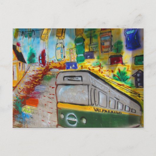 valparaíso funiculaire kunst briefkaart (Voorkant)