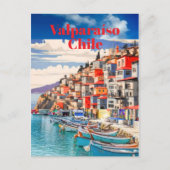 Valparaíso Reisbare Affiches -Chili Reizen P Briefkaart (Voorkant)