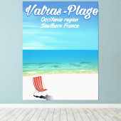 Valras-Plage Frankrijk strand reisposter. Canvas Afdruk (Insitu (Houten vloer))