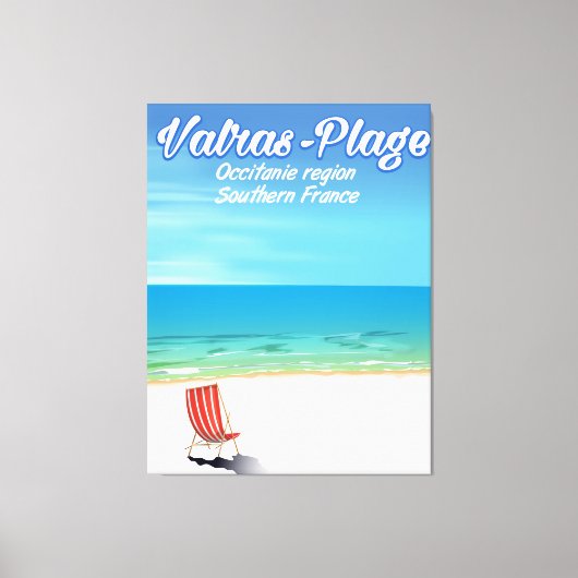 Valras-Plage Frankrijk strand reisposter. Canvas Afdruk (Voorkant)