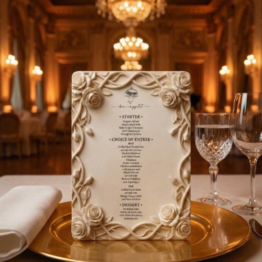 Vals 3D gebeeldhouwd stucwerk bloemenrand Menu