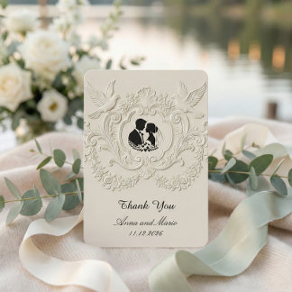 Vals Cameeuwedding met nep-reliëf Bedankkaart