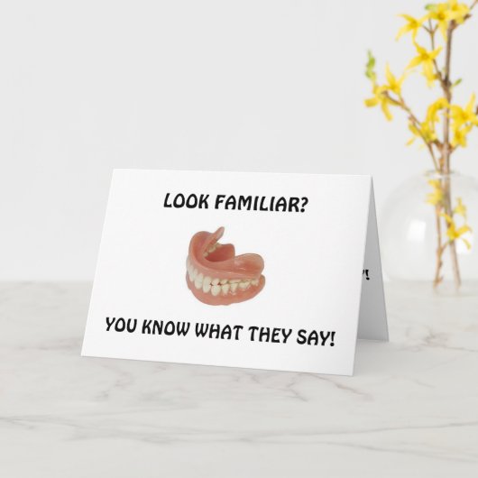 VALS GEBIT EN GEHOORAPPARAAT HUMOR KAART (Gele Bloem)