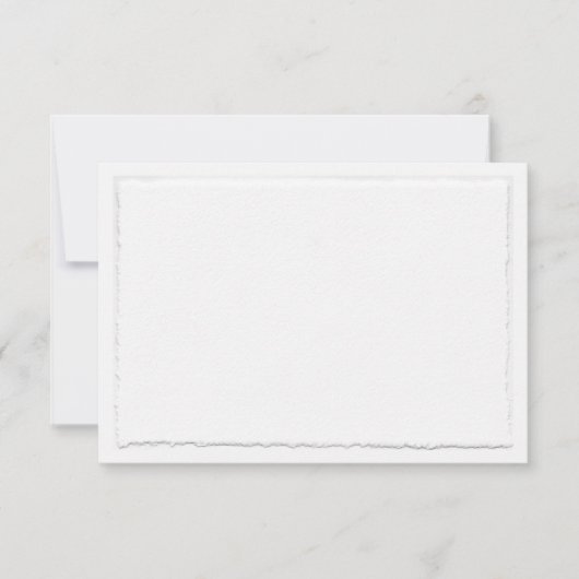 Vals gescheurde deckle rand horizontaal RSVP kaartje (Voorkant)