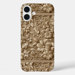 Vals houtsnijpatroon uit het Westen betegeld iPhone 16 Plus Hoesje
