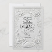 Vals letterpers-embossing Zwanen Bloemen Bruiloft Kaart (Voorkant)